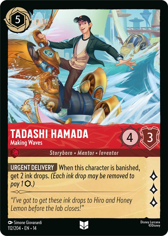 Disney Lorcana TCG - Hyperia City - Tadashi Hamada - Making Waves - 112/204 - Uncommon - Cold Foil