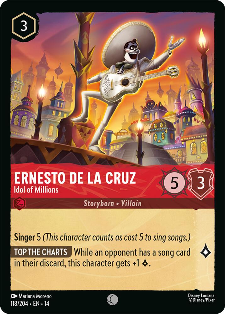 Disney Lorcana TCG - Hyperia City - Ernesto de la Cruz - Idol of Millions - 118/204 - Common - Cold Foil