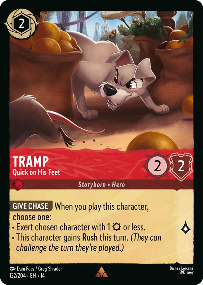 Disney Lorcana TCG - Hyperia City - Tramp - Quick on His Feet - 122/204 - Rare - Cold Foil
