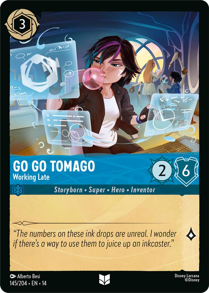 Disney Lorcana TCG - Hyperia City - Go Go Tomago - Working Late - 145/204 - Uncommon