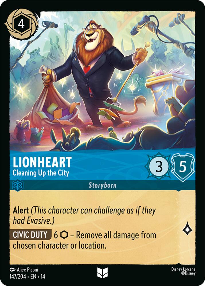 Disney Lorcana TCG - Hyperia City - Lionheart - Cleaning Up the City - 147/204 - Uncommon - Cold Foil