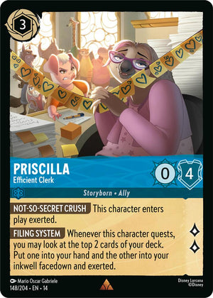 Disney Lorcana TCG - Hyperia City - Priscilla - Efficient Clerk - 148/204 - Rare