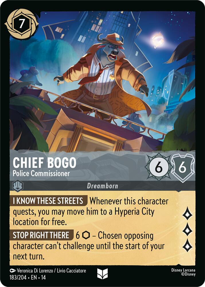 Disney Lorcana TCG - Hyperia City - Chief Bogo - Police Commissioner - 183/204 - Uncommon