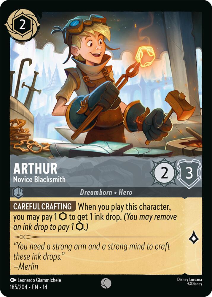Disney Lorcana TCG - Hyperia City - Arthur - Novice Blacksmith - 185/204 - Common - Cold Foil