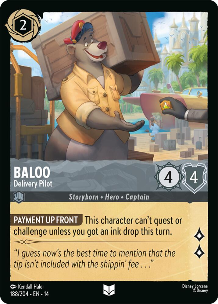 Disney Lorcana TCG - Hyperia City - Baloo - Delivery Pilot - 188/204 - Uncommon
