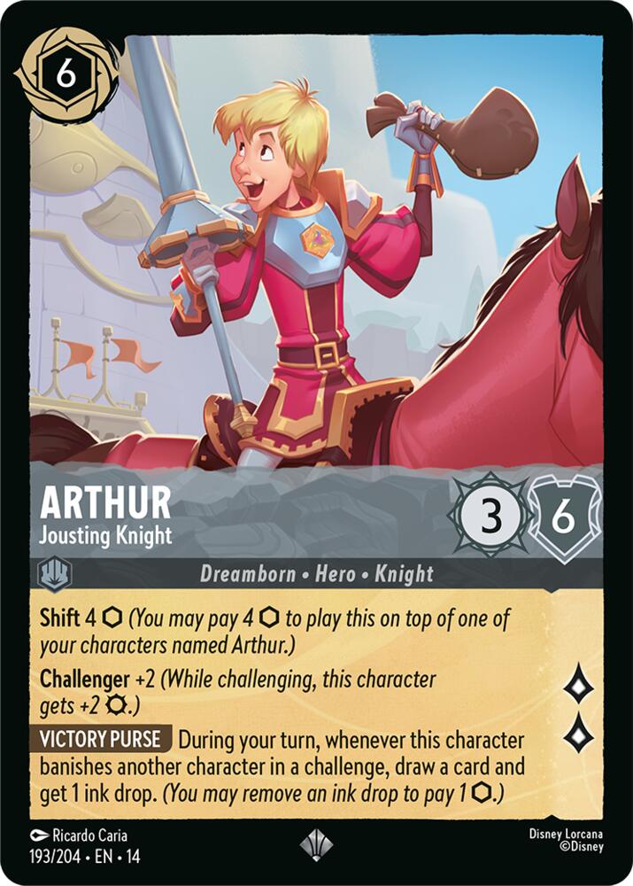 Disney Lorcana TCG - Hyperia City - Arthur - Jousting Knight - 193/204 - Super Rare - Cold Foil