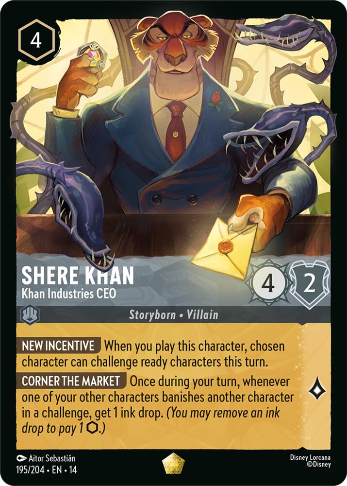 Disney Lorcana TCG - Hyperia City - Shere Khan - Khan Industries CEO - 195/204 - Legendary