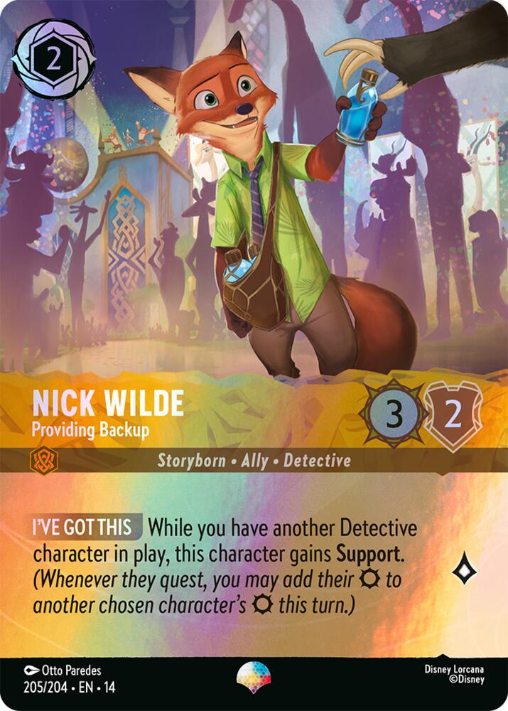 Disney Lorcana TCG - Hyperia City - Nick Wilde - Providing Backup - 205/204 - Epic