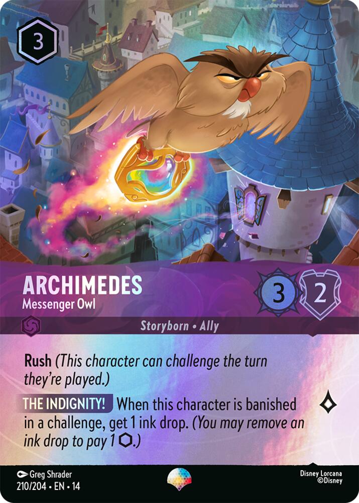 Disney Lorcana TCG - Hyperia City - Archimedes - Messenger Owl - 210/204 - Epic