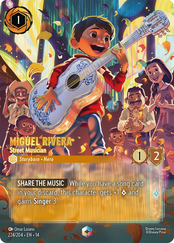 Disney Lorcana TCG - Hyperia City - Miguel Rivera - Street Musician - 224/204 - Enchanted