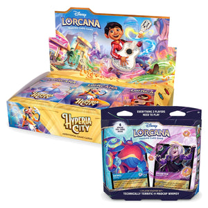 Disney Lorcana TCG - Hyperia City - Booster Box (24 Packs) + 2-Player Starter Set Bundle