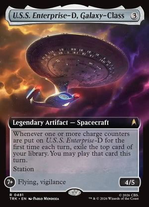 Magic The Gathering - Star Trek - U.S.S. Enterprise-D, Galaxy-Class (Extended Art) - 481 - Rare - Foil