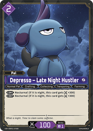 Palworld TCG - Dawn of Palpagos - Depresso - Late Night Hustler - EBP01-079SR