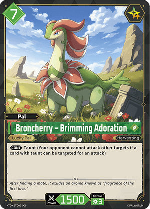 Palworld TCG - Dawn of Palpagos Green Purple - Broncherry - Brimming Adoration - ETD02-006
