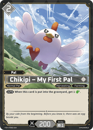 Palworld TCG - Dawn of Palpagos Green Purple - Chikipi - My First Pal - ETD02-024