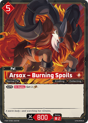Palworld TCG - Dawn of Palpagos Red Blue - Arsox - Burning Spoils - ETD01-005TSR