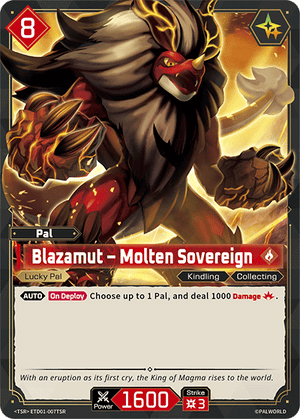 Palworld TCG - Dawn of Palpagos Red Blue - Blazamut - Molten Sovereign - ETD01-007TSR