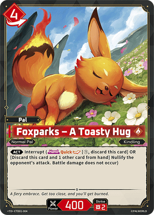 Palworld TCG - Dawn of Palpagos Red Blue - Foxparks - A Toasty Hug - ETD01-004