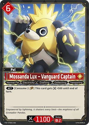 Palworld TCG - Dawn of Palpagos Red Blue - Mossanda Lux - Vanguard Captain - ETD01-006