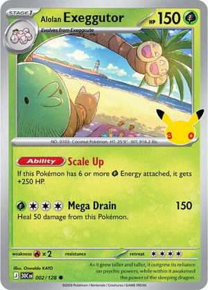 Pokemon TCG - ME: 30th Celebration - Alolan Exeggutor - 002/128 - Holofoil