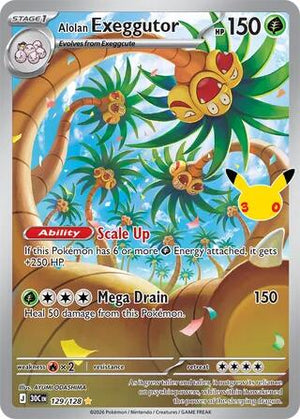Pokemon TCG - ME: 30th Celebration - Alolan Exeggutor - 129/128 - Holofoil