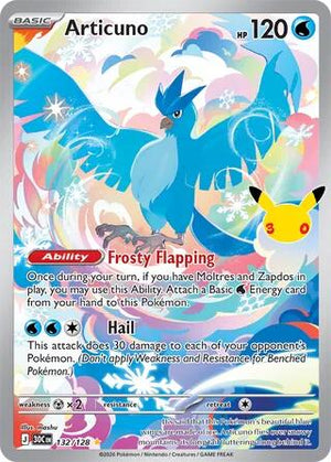 Pokemon TCG - ME: 30th Celebration - Articuno - 132/128 - Holofoil