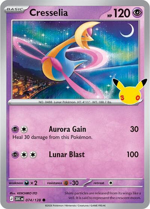 Pokemon TCG - ME: 30th Celebration - Cresselia - 074/128 - Holofoil