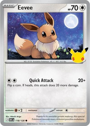 Pokemon TCG - ME: 30th Celebration - Eevee - 118/128 - Holofoil