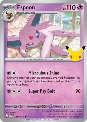 Pokemon TCG - ME: 30th Celebration - Espeon - 069/128 - Holofoil