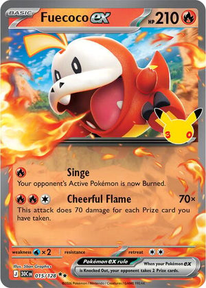 Pokemon TCG - ME: 30th Celebration - Fuecoco ex - 015/128 - Holofoil