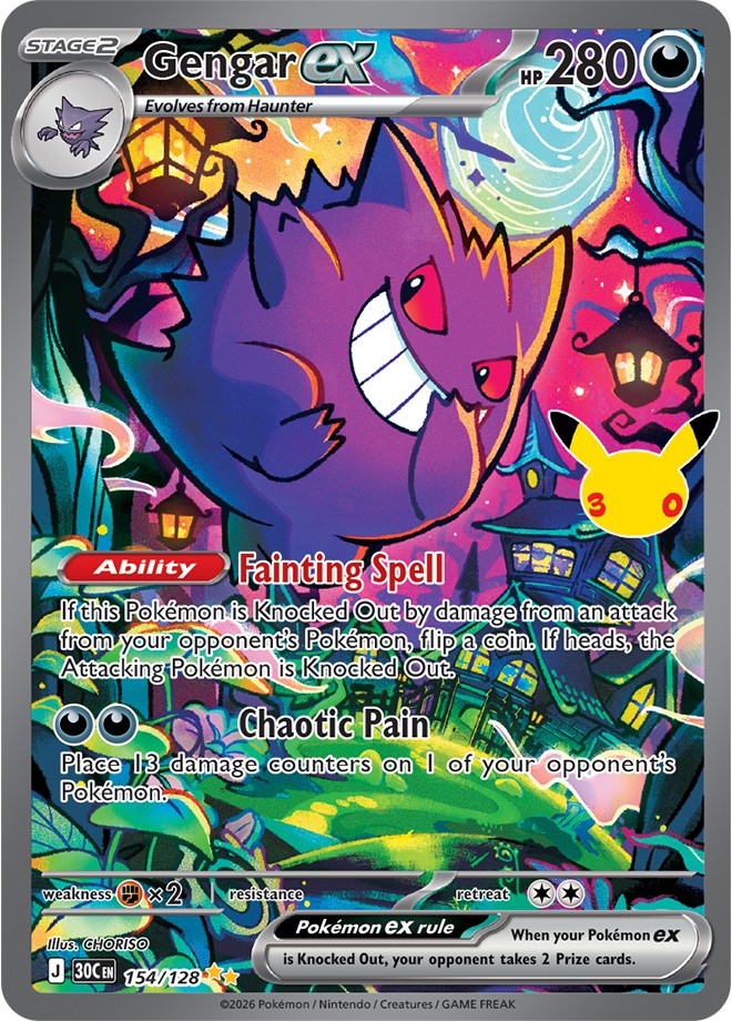 Pokemon TCG - ME: 30th Celebration - Gengar ex - 154/128 - Holofoil