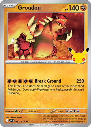 Pokemon TCG - ME: 30th Celebration - Groudon - 082/128 - Holofoil