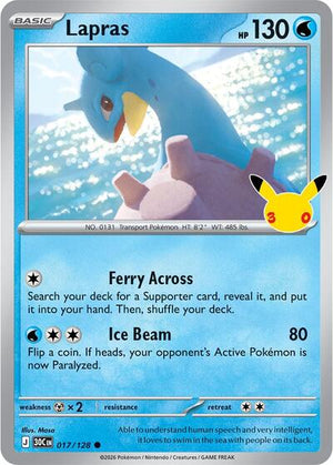 Pokemon TCG - ME: 30th Celebration - Lapras - 017/128 - Holofoil