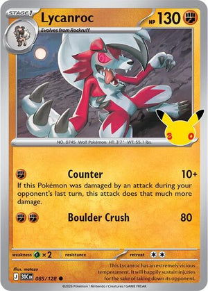 Pokemon TCG - ME: 30th Celebration - Lycanroc - 085/128 - Holofoil