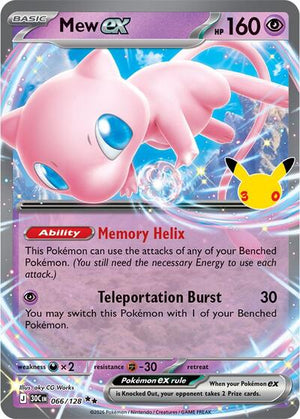 Pokemon TCG - ME: 30th Celebration - Mew ex - 066/128 - Holofoil