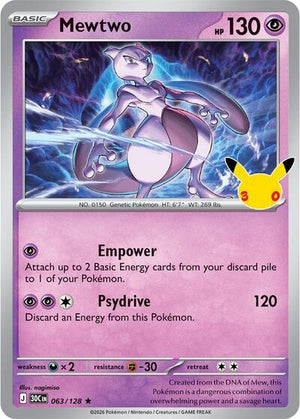 Pokemon TCG - ME: 30th Celebration - Mewtwo - 063/128 - Holofoil