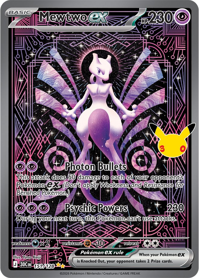 Pokemon TCG - ME: 30th Celebration - Mewtwo ex - 151/128 - Holofoil