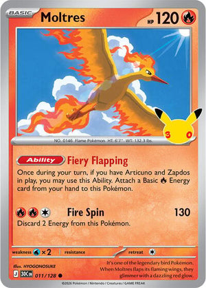 Pokemon TCG - ME: 30th Celebration - Moltres - 011/128 - Holofoil