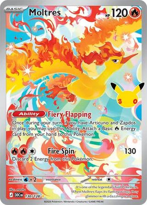 Pokemon TCG - ME: 30th Celebration - Moltres - 130/128 - Holofoil
