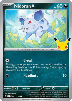 Pokemon TCG - ME: 30th Celebration - Nidoran F - 087/128 - Holofoil