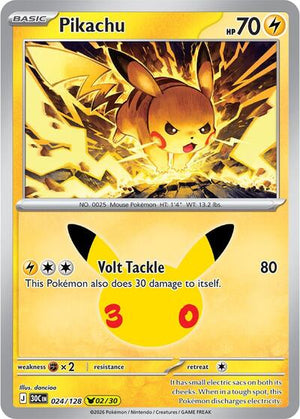 Pokemon TCG - ME: 30th Celebration - Pikachu - 024/128 - Holofoil