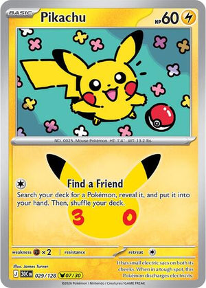 Pokemon TCG - ME: 30th Celebration - Pikachu - 029/128 - Holofoil