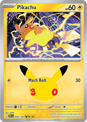 Pokemon TCG - ME: 30th Celebration - Pikachu - 030/128 - Holofoil