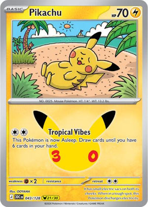 Pokemon TCG - ME: 30th Celebration - Pikachu - 043/128 - Holofoil