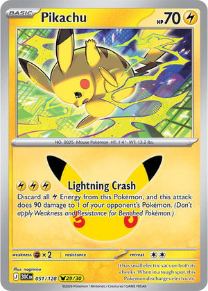 Pokemon TCG - ME: 30th Celebration - Pikachu - 051/128 - Holofoil