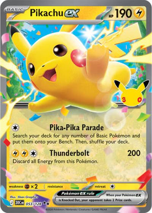 Pokemon TCG - ME: 30th Celebration - Pikachu ex - 053/128