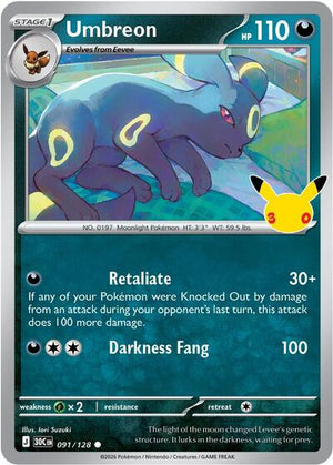 Pokemon TCG - ME: 30th Celebration - Umbreon - 091/128