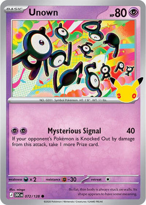 Pokemon TCG - ME: 30th Celebration - Unown - 072/128 - Holofoil