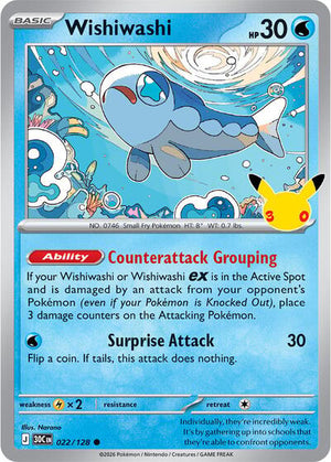 Pokemon TCG - ME: 30th Celebration - Wishiwashi - 022/128 - Holofoil