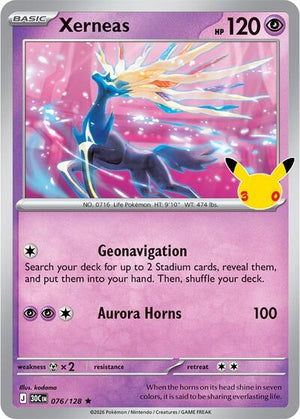 Pokemon TCG - ME: 30th Celebration - Xerneas - 076/128 - Holofoil